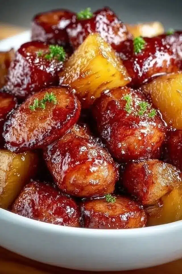 Pineapple Brown Sugar Mississippi Little Smokies Bites