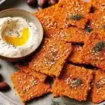 Healthy red lentil crackers, protein-rich snack, gluten-free and nutritious