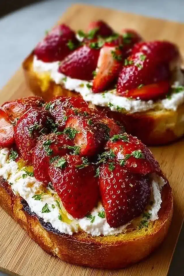 Roasted Strawberry Whipped Ricotta Toast (Easy Breakfast) 2 Roasted Strawberry Whipped Ricotta Toast