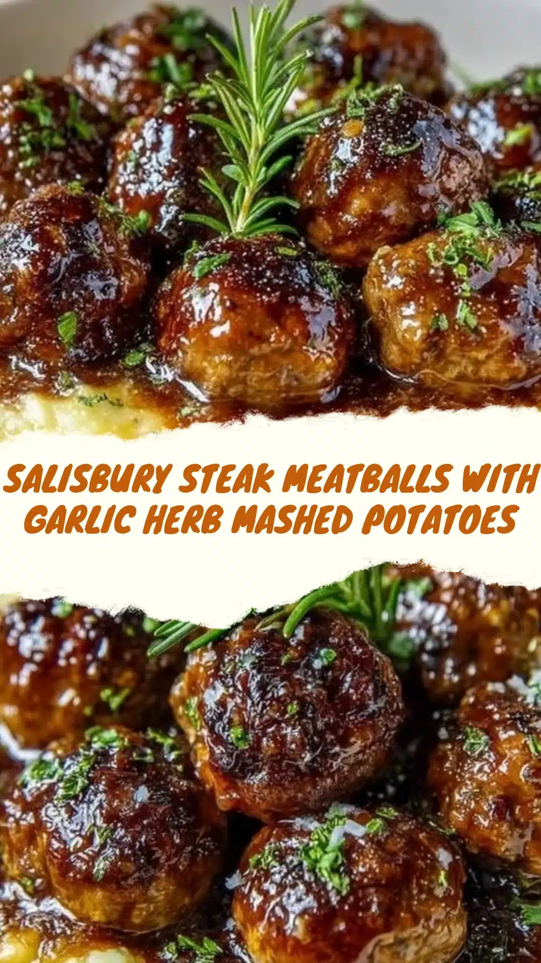 Salisbury Steak Meatballs with Garlic Herb Mashed Potatoes