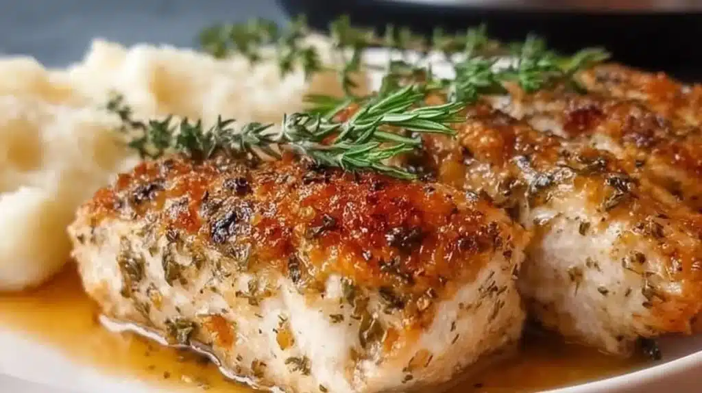 Slow cooker chicken breast dish served with vegetables