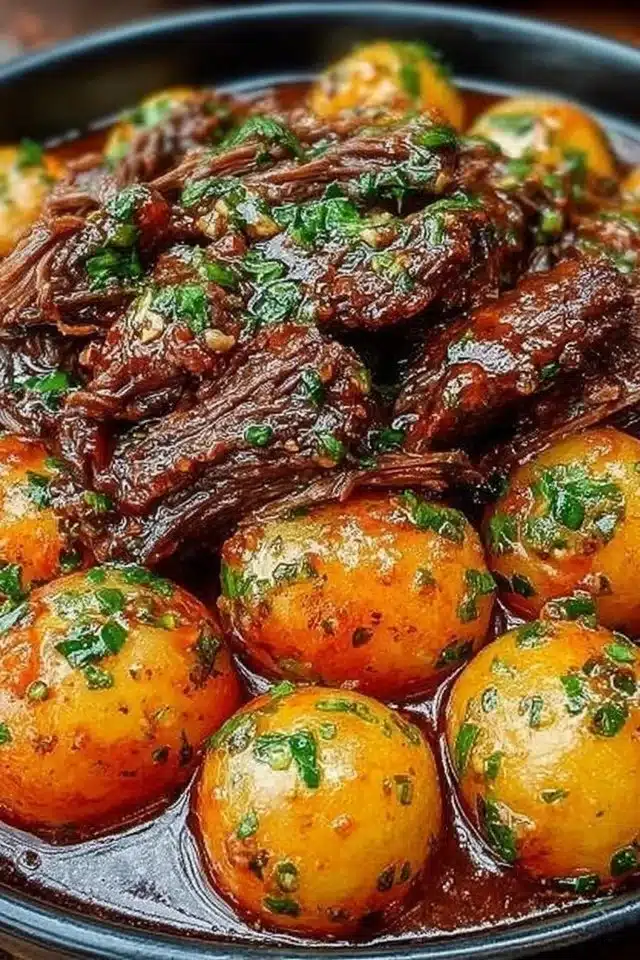 Slow Cooker Garlic Butter Beef with Potatoes
