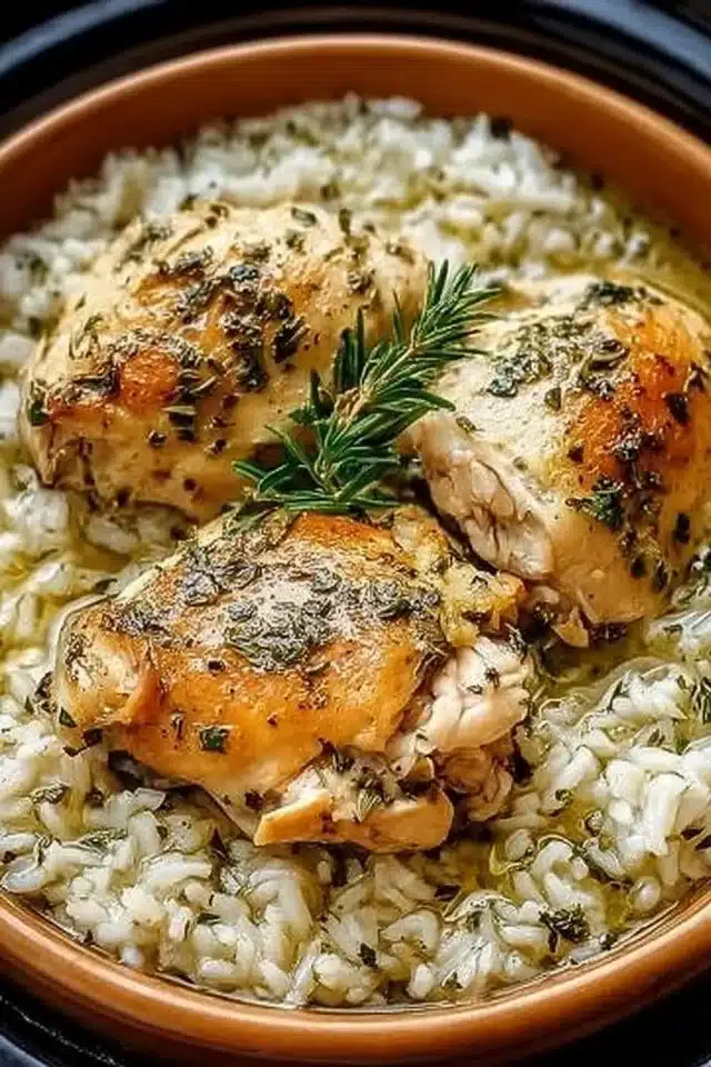 Slow Cooker Lemon Herb Chicken and Rice (Easy Dump-and-Go!) 2 Slow Cooker Lemon Herb Chicken and Rice