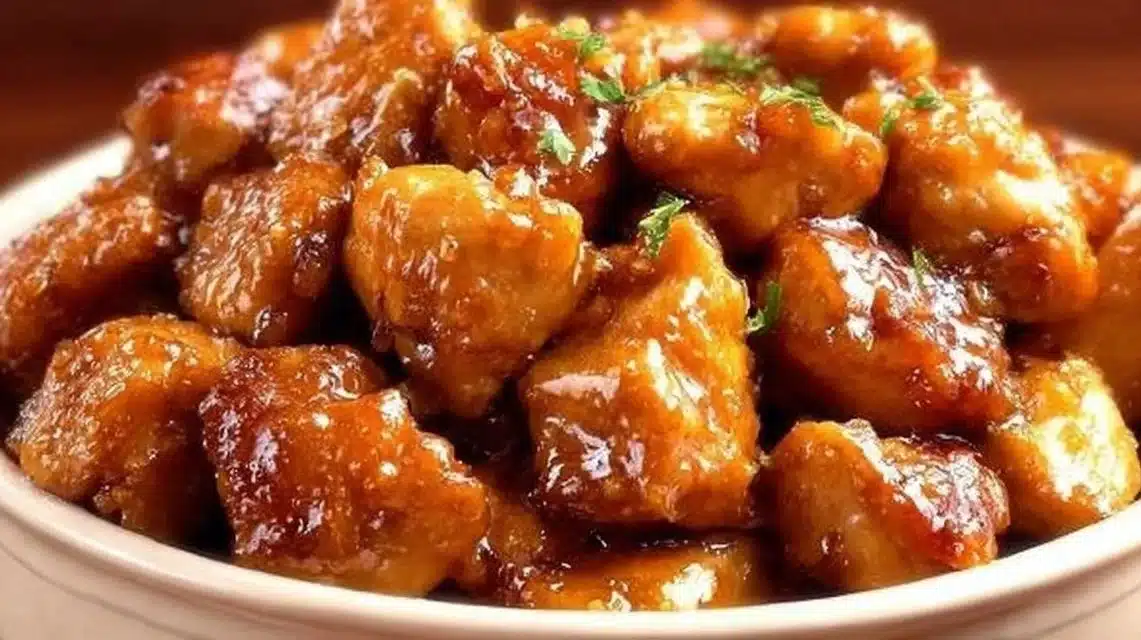 Slow Cooker Sticky Honey Chicken (Easy Dump-and-Go) 1 Delicious slow cooker sticky honey chicken served on a plate