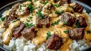 Steak Queso Rice Bowl (Cheesy, Bold & Easy Dinner!) Delicious Steak Queso Rice Bowl with steak, queso cheese, and rice