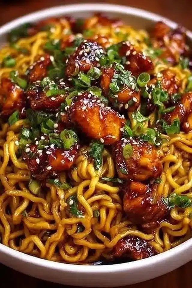 Sticky Garlic Chicken Noodles