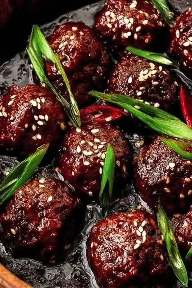 Sticky Mongolian Beef Meatballs