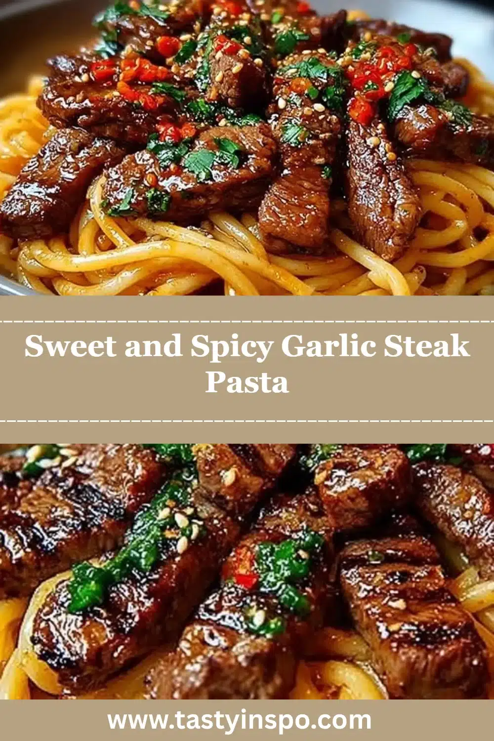Sweet and Spicy Garlic Steak Pasta