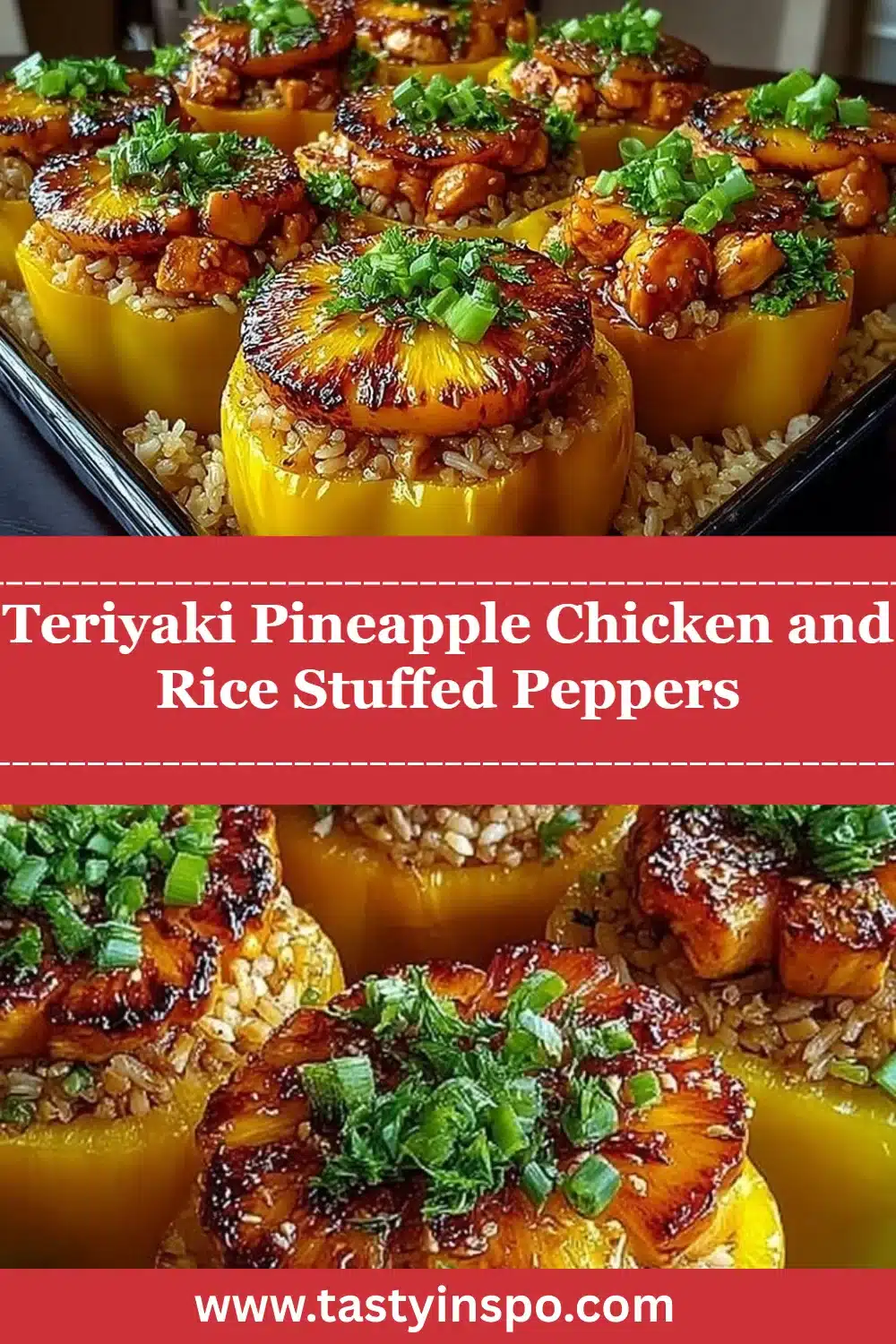 Teriyaki Pineapple Chicken and Rice Stuffed Peppers