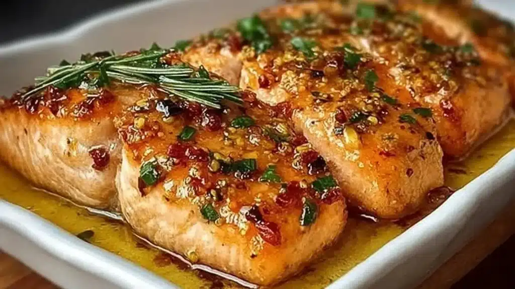 Delicious Texas Roadhouse-inspired baked salmon served with sides