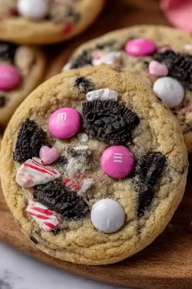 Easy Valentine’s Day Oreo M&M Cookies 2 Valentine's Day Oreo M&M's Cookies