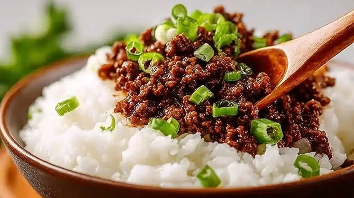 20 Minute Korean Ground Beef Better Than Takeout 1 20 Minute Korean Ground Beef dish served with rice and vegetables