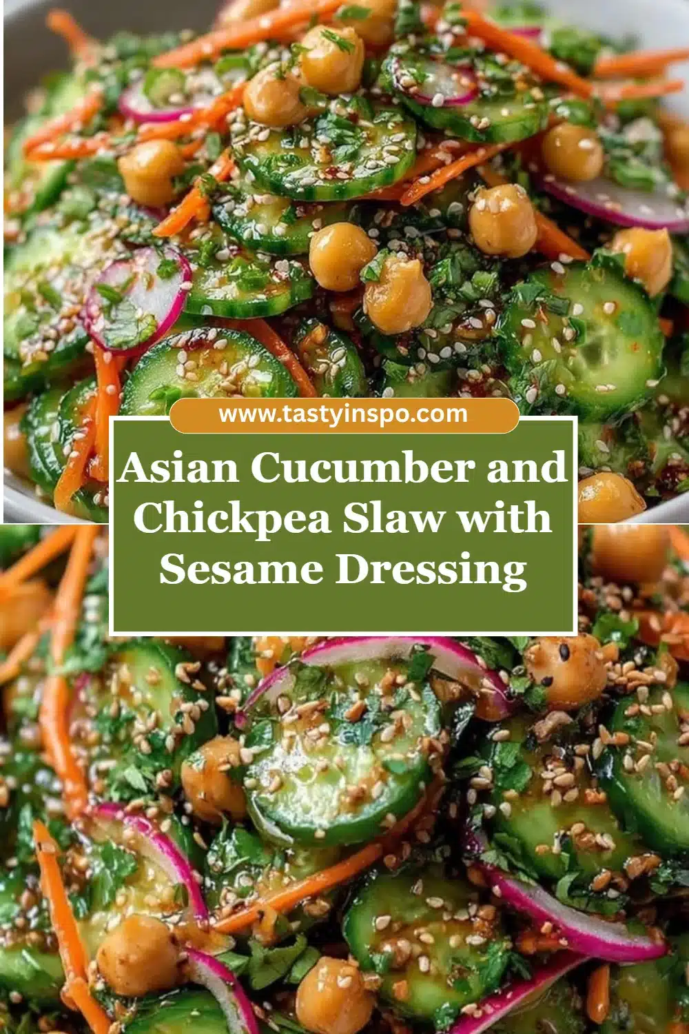 Asian Cucumber and Chickpea Slaw with Sesame Dressing