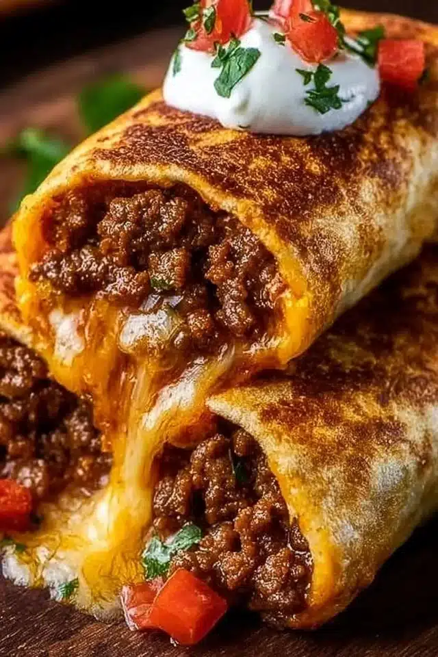 Beef and Cheese Chimichangas