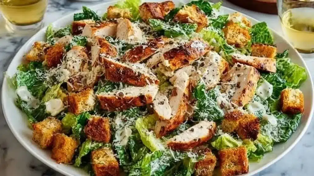 Delicious Chicken Caesar Salad with fresh ingredients and creamy dressing