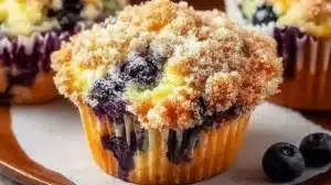 Blueberry Muffins Better Than Bakery Style Freshly baked blueberry muffins with a golden brown top and juicy blueberries