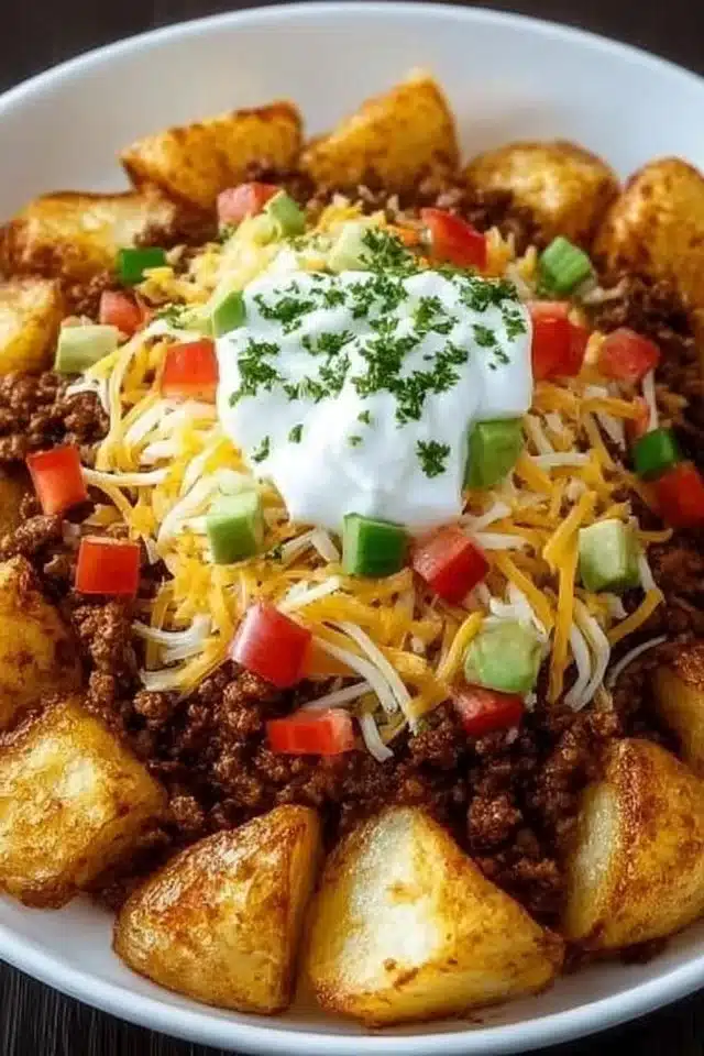 Cheesy Taco Potatoes Easy Ground Beef Potato Recipe 2 Cheesy Taco Potatoes