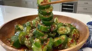 Delicious Crisp Cucumber Salad with fresh ingredients and vibrant colors.