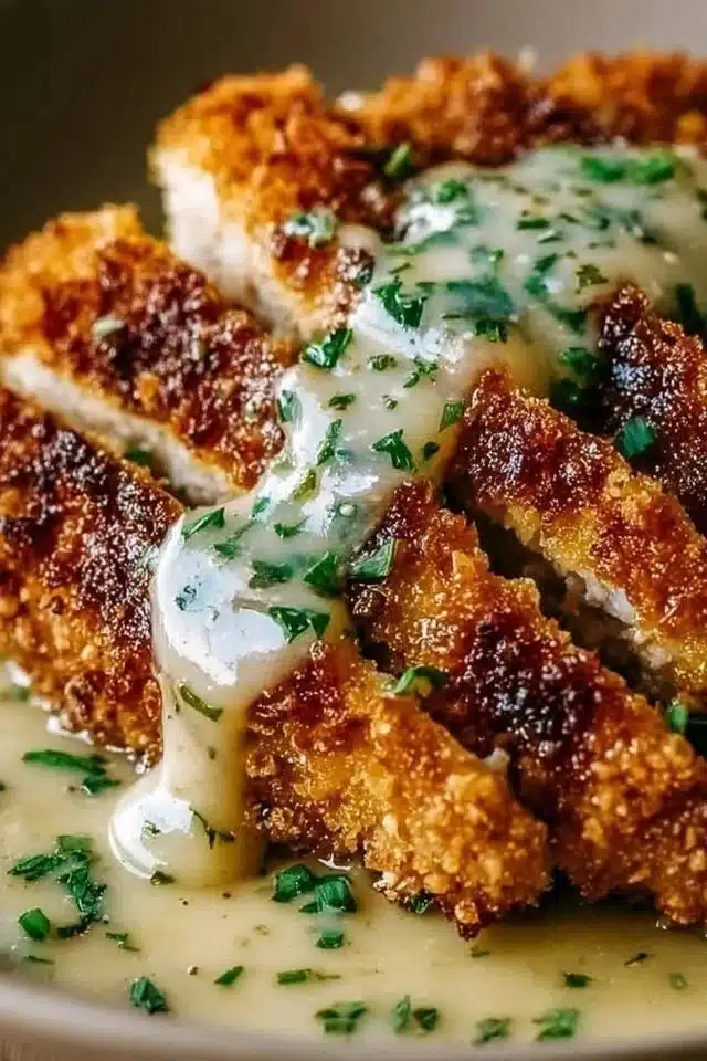 Crispy Parmesan Chicken with Creamy Garlic Sauce 2 Crispy Parmesan Chicken with Creamy Garlic Sauce