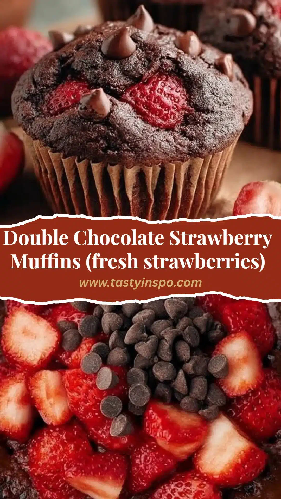 Double Chocolate Strawberry Muffins (fresh strawberries)