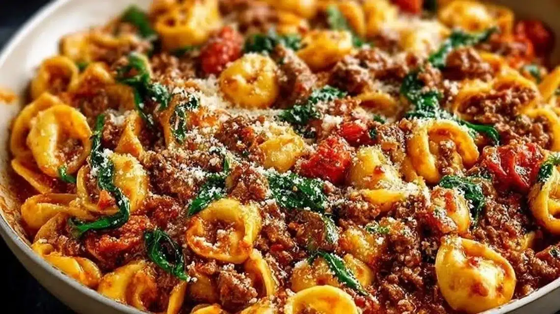 Easy Marry Me Ground Beef Pasta dish served in a bowl