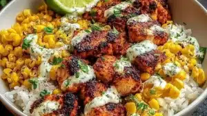 The Best Easy Street Corn Chicken Bowl for Busy Weeknights Delicious Easy Street Corn Chicken Bowl with fresh ingredients and vibrant colors.