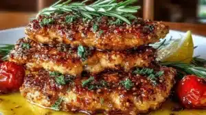 Savory Mediterranean chicken tenders served with fresh herbs and spices