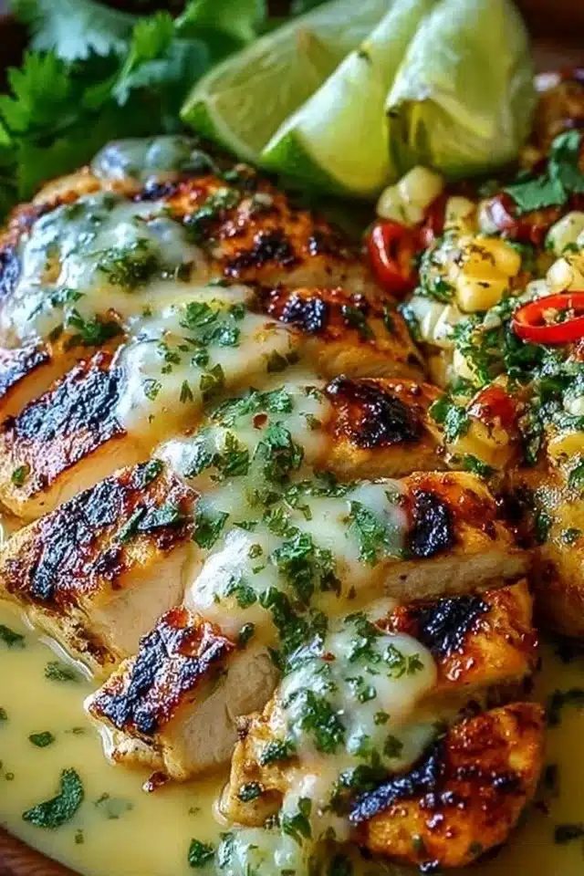 Grilled Salsa Verde Pepper Jack Chicken