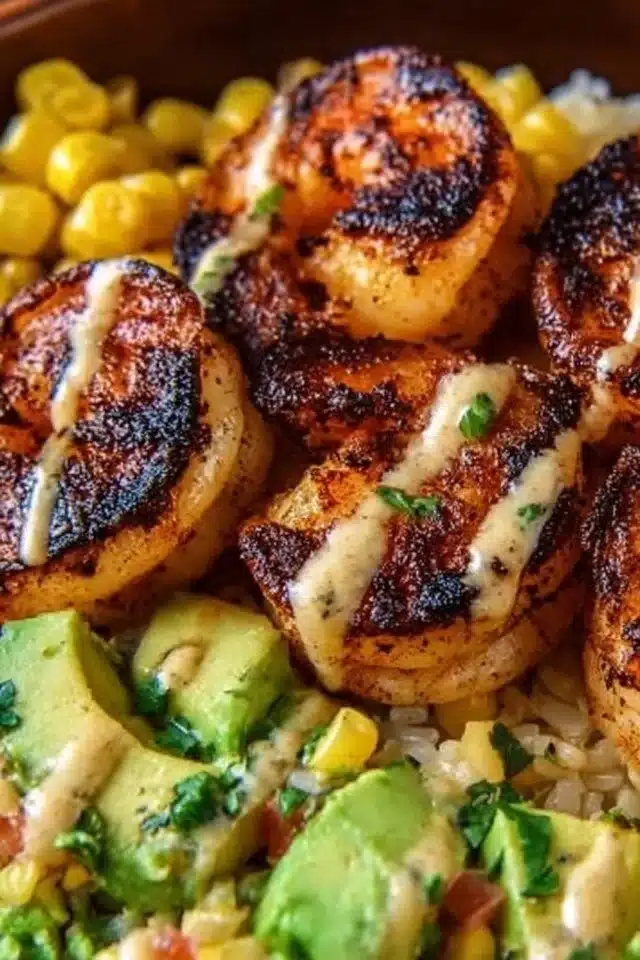 Grilled Shrimp Bowl with Avocado Corn Salsa