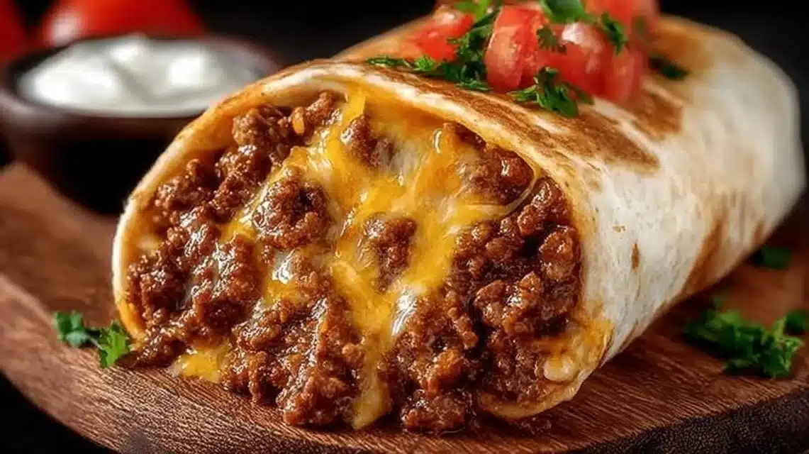 Delicious homemade ground beef burritos filled with fresh ingredients