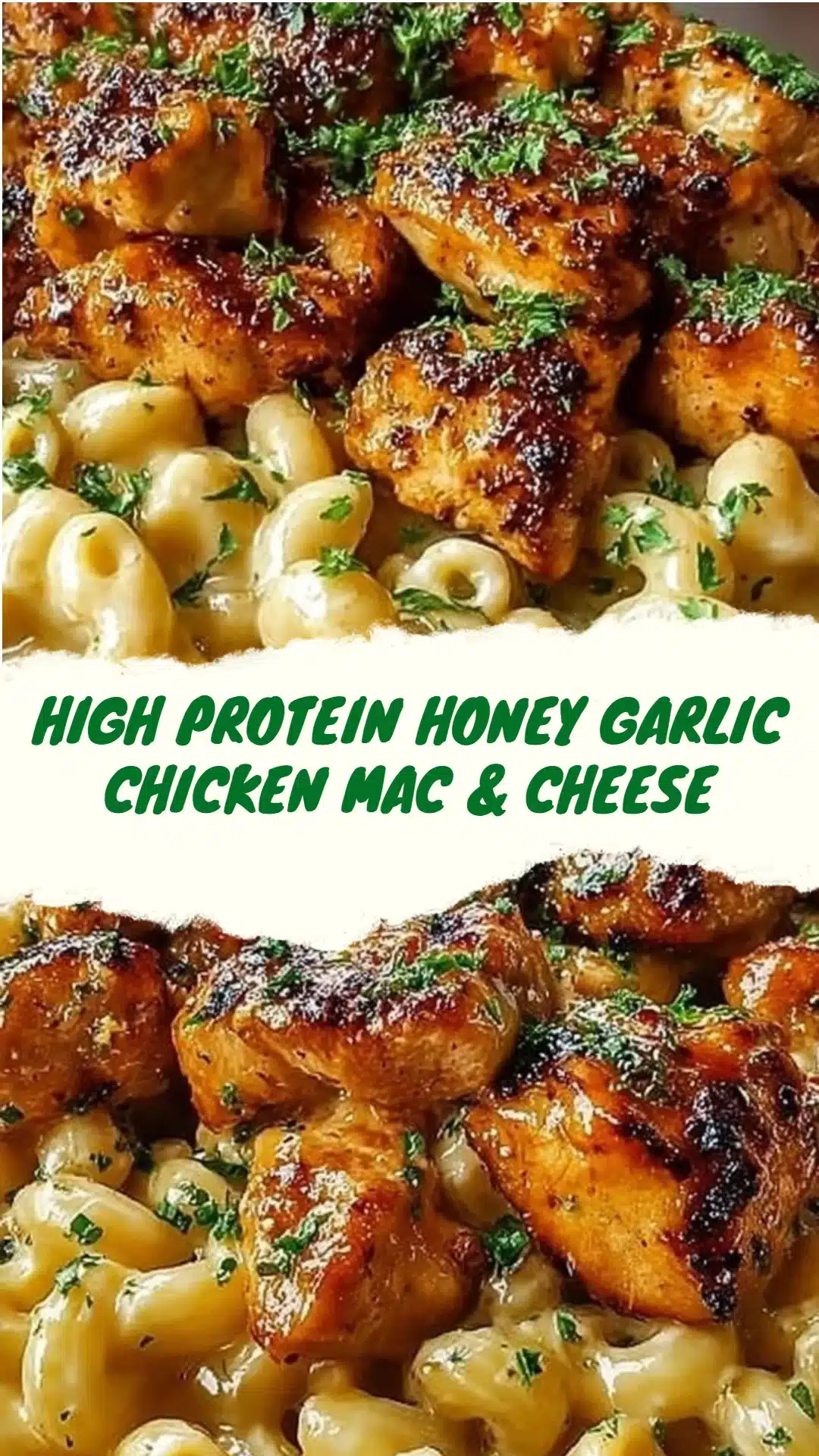High Protein Honey Garlic Chicken Mac & Cheese