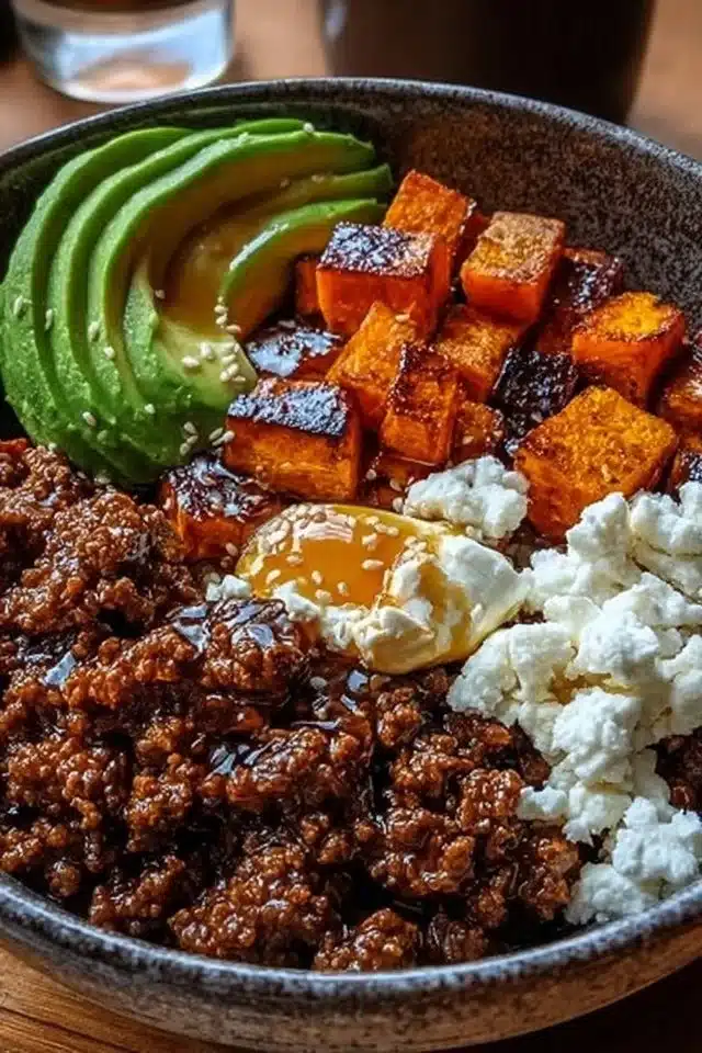 High Protein Hot Honey Beef Bowl