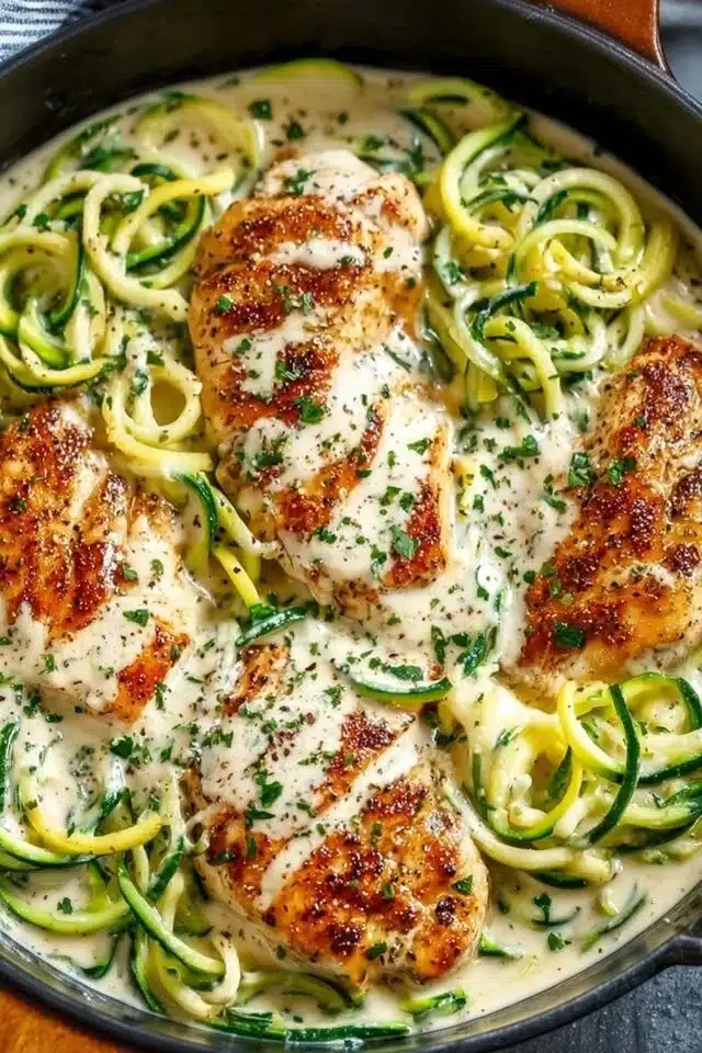 Keto Chicken Alfredo with Zoodles Better Than Restaurant Style 2 Keto Chicken Alfredo with Zoodles