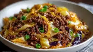Low Carb Mongolian Ground Beef Cabbage Recipe Low Carb Mongolian Ground Beef Cabbage Recipe served in a bowl