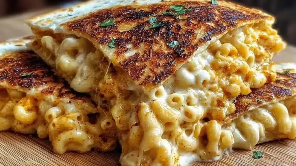 Delicious Mac and Cheese Quesadillas served on a plate