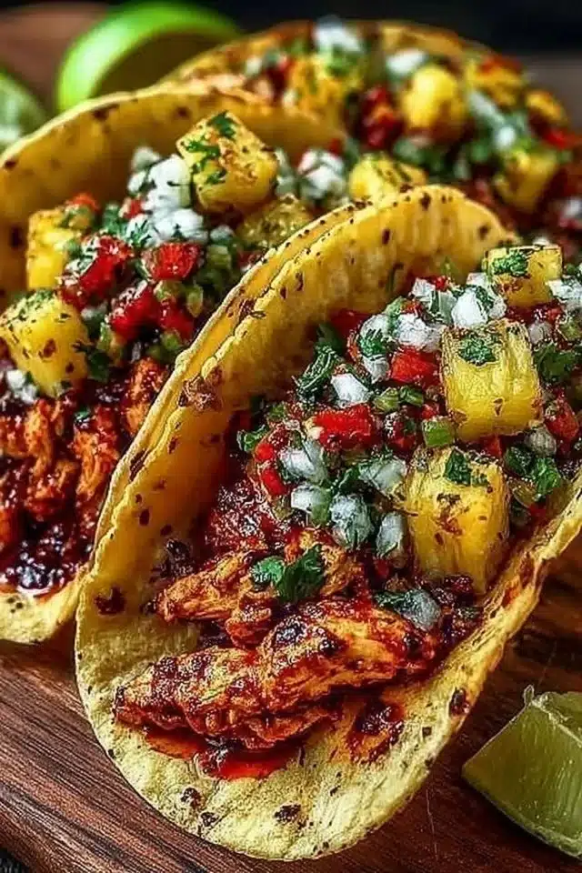 Juicy Pineapple Chicken Tacos with Simple Salsa 2 Pineapple Chicken Tacos
