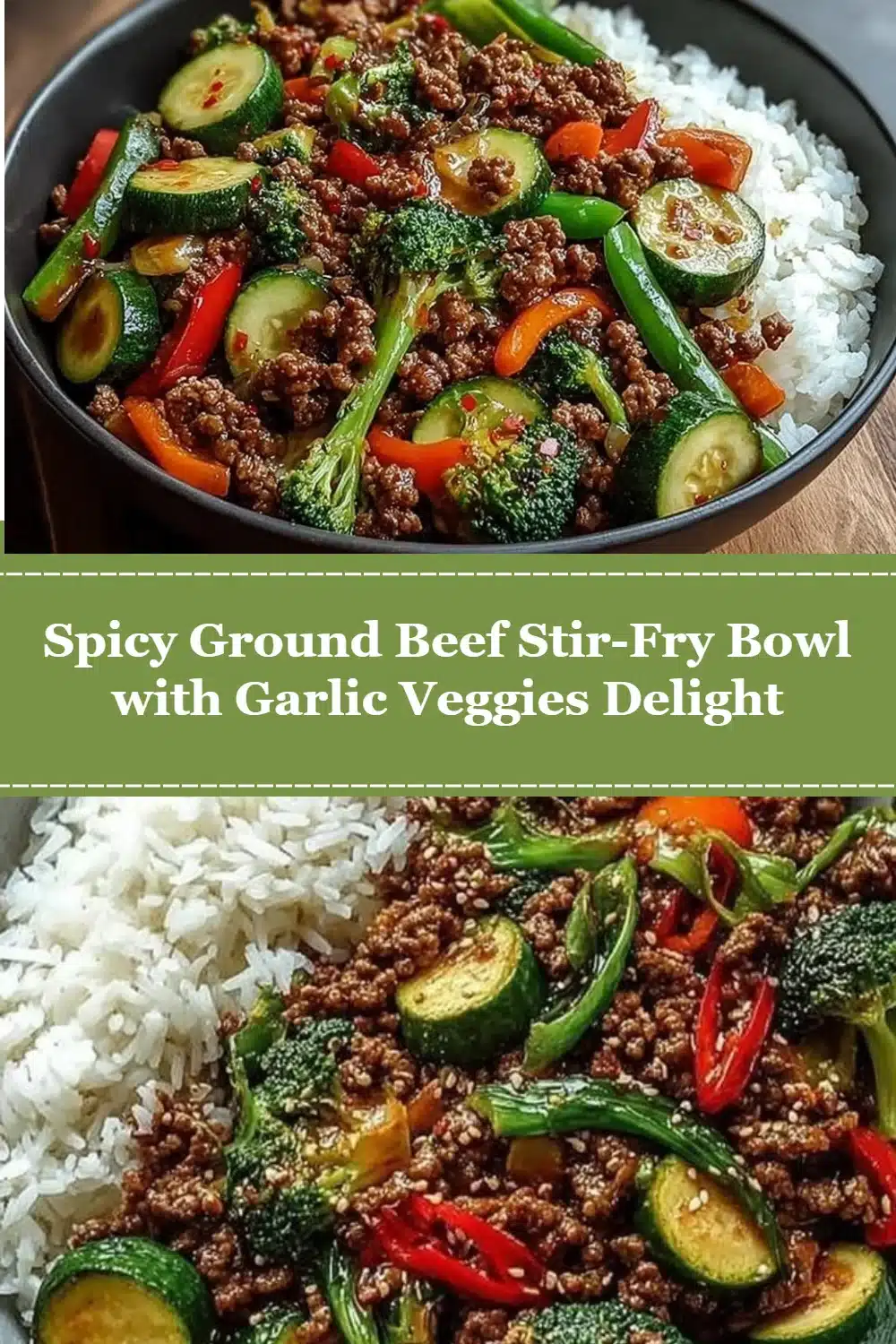 Spicy Ground Beef Stir-Fry Bowl with Garlic Veggies Delight