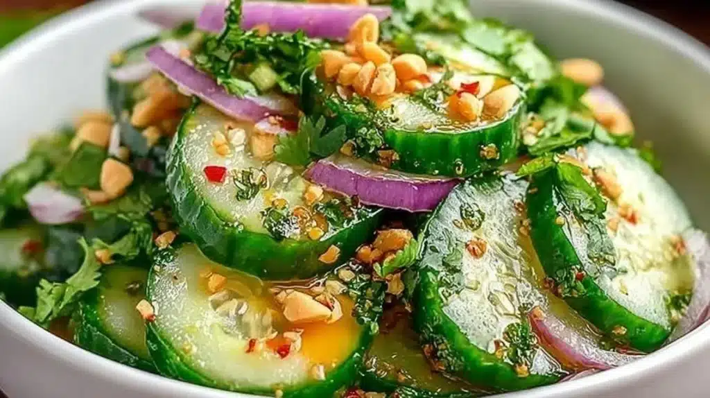 Delicious and vibrant Thai cucumber salad with fresh ingredients