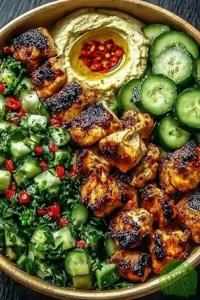 Easy Lemon Chili Grilled Chicken Bowls with Cucumber Salad 2 Zesty Lemon Chili Grilled Chicken Bowls with Cucumber Salad