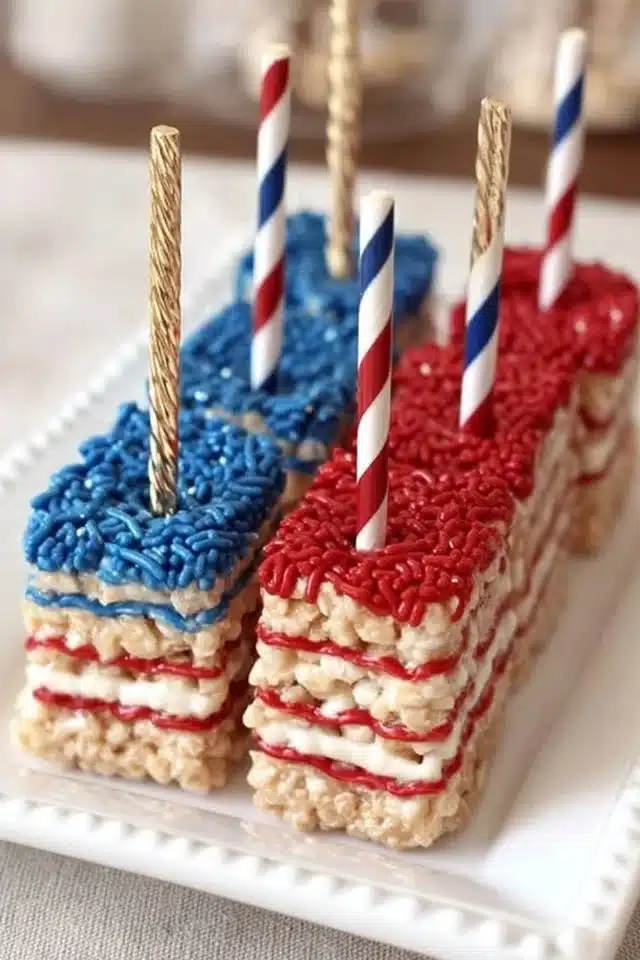 American Flag Rice Krispie Treats