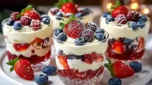 Berry Trifle for a Fresh and Easy Crowd Pleasing Dessert Delicious berry trifle with layers of fresh berries, custard, and whipped cream