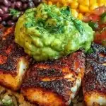 Delicious blackened fish taco bowls topped with fresh ingredients