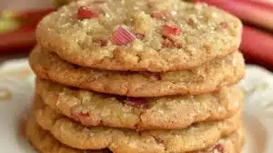 Homemade Brown Sugar Rhubarb Cookies for Simple Everyday Baking Freshly baked Brown Sugar Rhubarb Cookies on a cooling rack