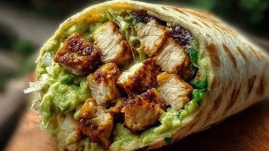 Delicious Chicken Avocado Wraps filled with grilled chicken and fresh avocado slices