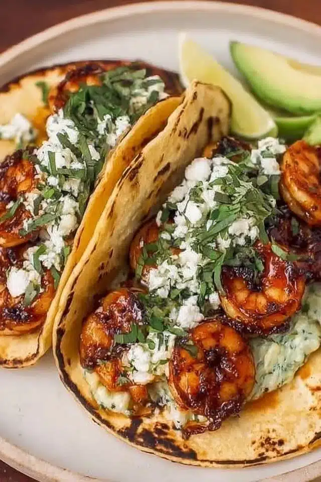 Cilantro Lime Shrimp Tacos with Creamy Slaw