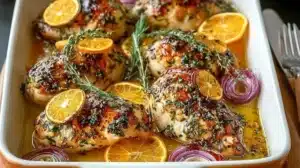 Quick Citrus and Herb Chicken Breast for Dinner Tonight Citrus Herb Chicken breast garnished with herbs and citrus slices