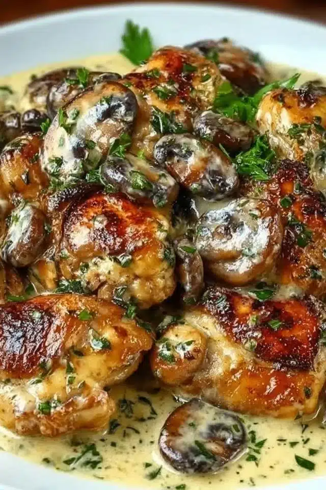 Creamy Garlic Mushroom Chicken Thighs