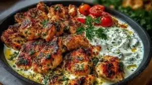 Easy Creamy Turkish Chicken in 30 Minutes Everyone Will Love Plate of creamy Turkish chicken cooked in 30 minutes with fresh herbs.