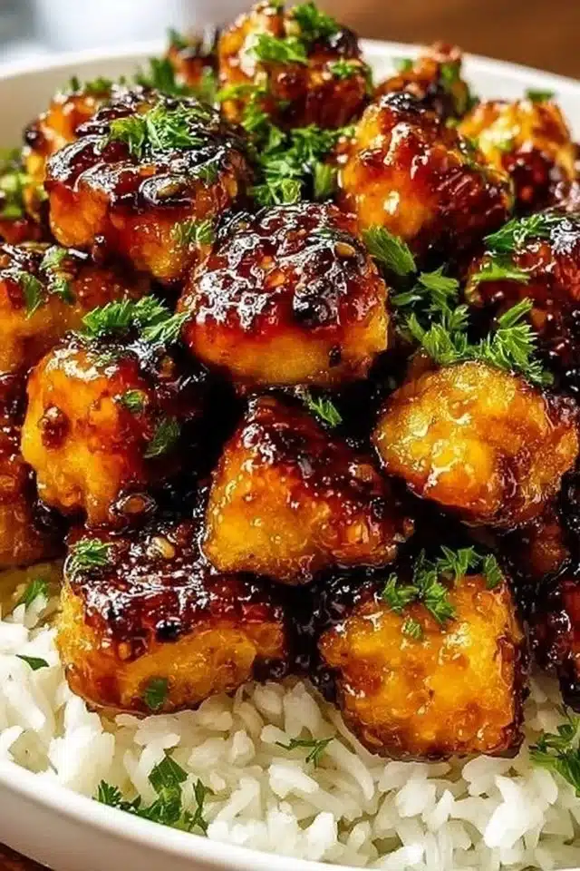 Crispy Honey Garlic Chicken Bites