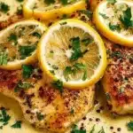 Delicious easy lemon garlic chicken dish served on a plate
